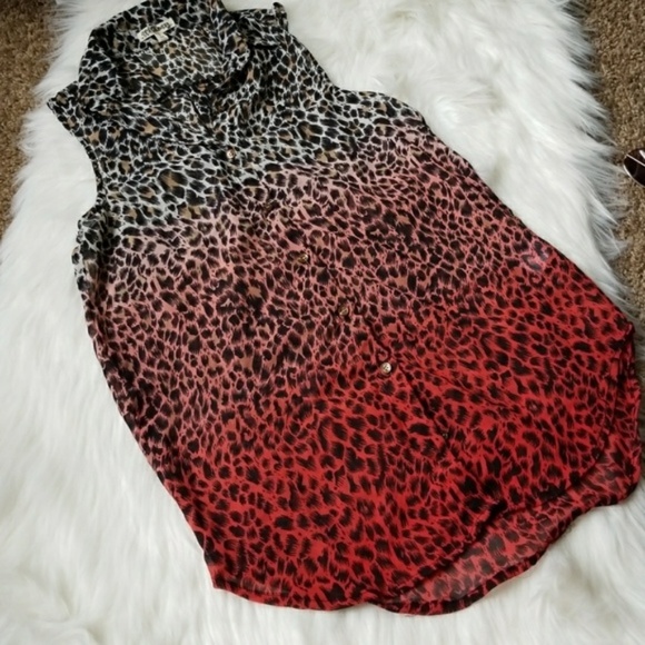 TRAMP ombre leopard print button down top size small - Picture 3 of 3